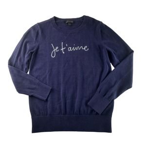 Banana Republic Women's Dark Blue/Purple Je T'aime Crewneck Sweater Tight Knit S